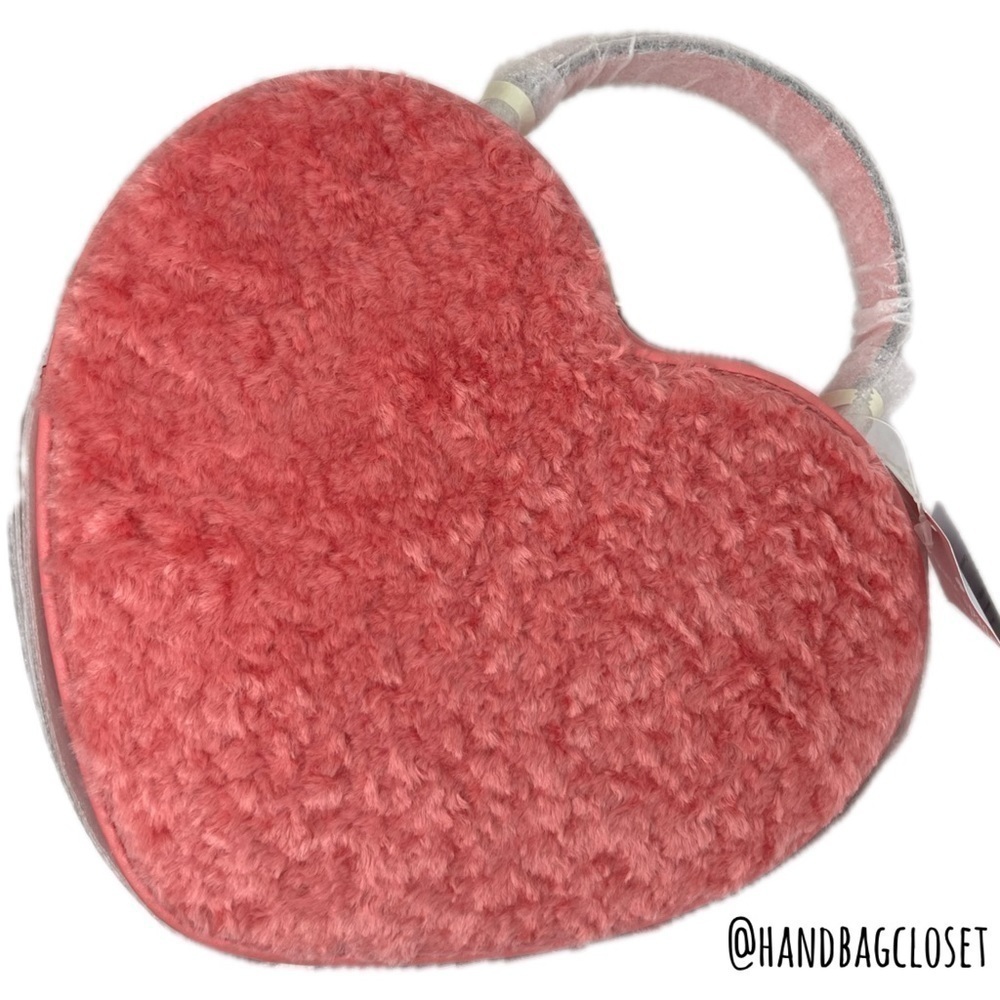 KATE SPADE~"LOVE SHACK" FAUX FUR HEART CROSSBODY Pomegranate Pink BAG/PURSE